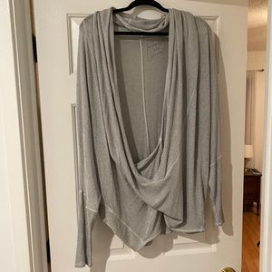 Gray Free People Wrap Sweater